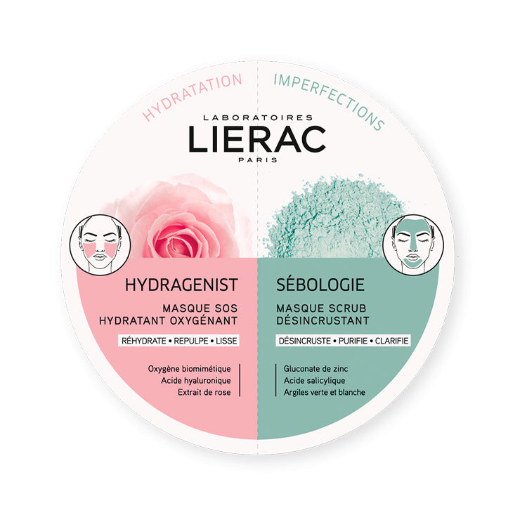 Lierac Hydragenist SOS Moisturizing Oxygenating & Sebologie Deep-Cleansing Scrub Mask - The Power Chic