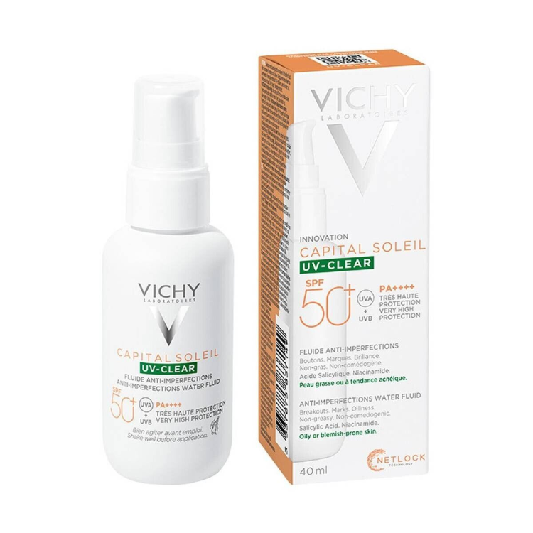 Vichy Capital Soleil UV Clear SPF50+ Fluid Sunscreen Against Blemishes - The Power Chic