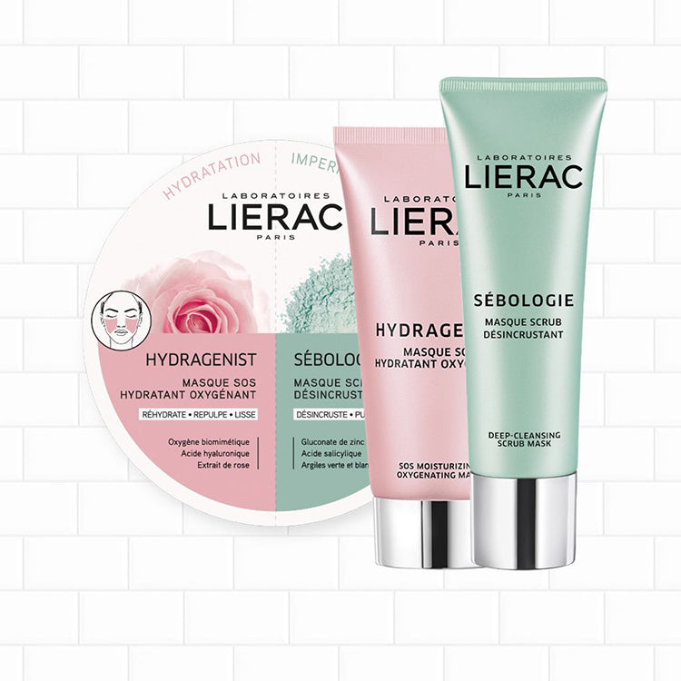 Lierac Hydragenist SOS Moisturizing Oxygenating & Sebologie Deep-Cleansing Scrub Mask - The Power Chic